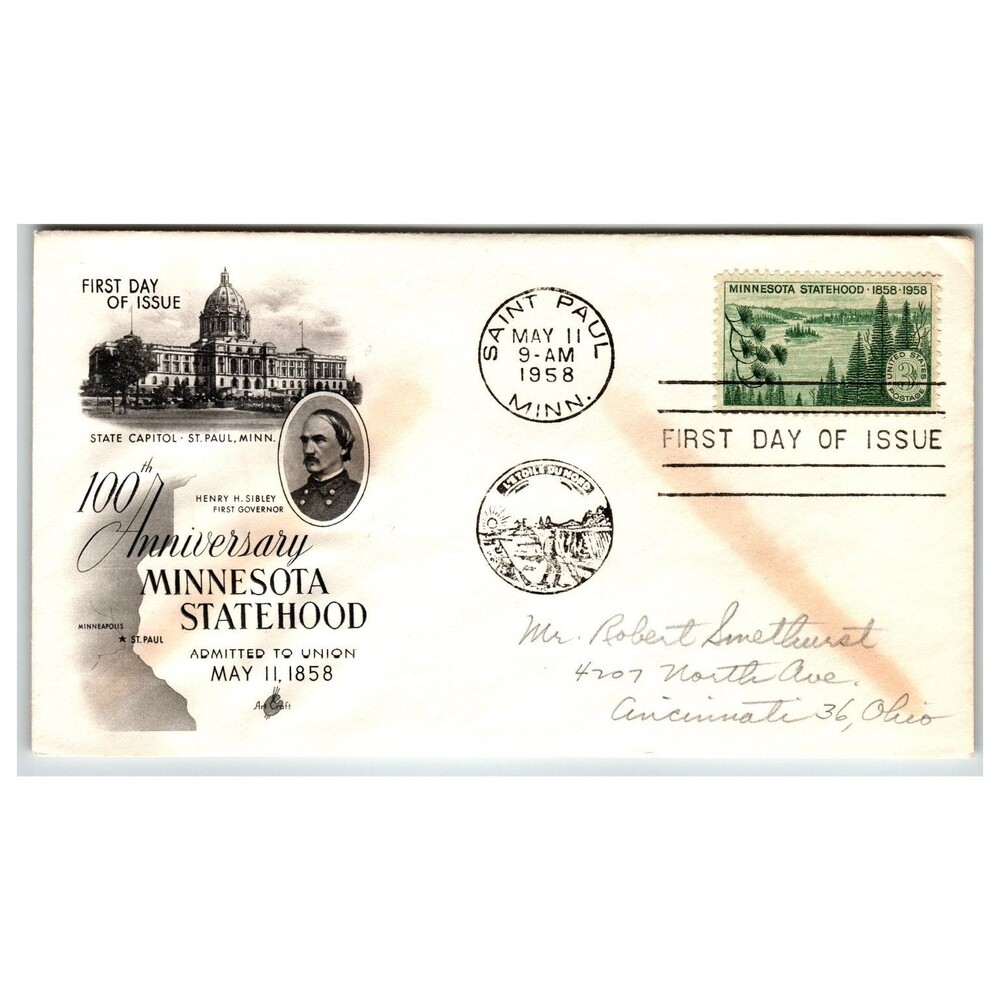 Scott #1106 1958 Minnesota Statehood First Day Cover FDC Artmaster St. Paul